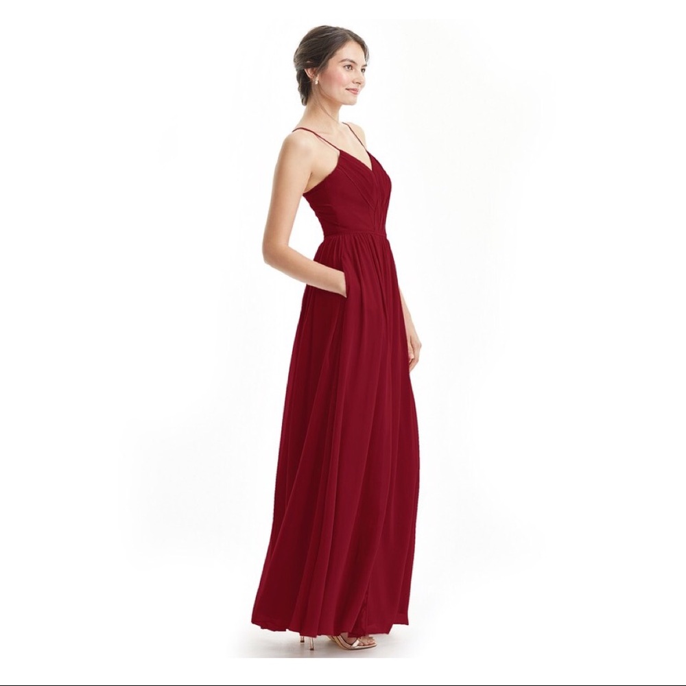 Azazie burgundy Cora bridesmaid dress